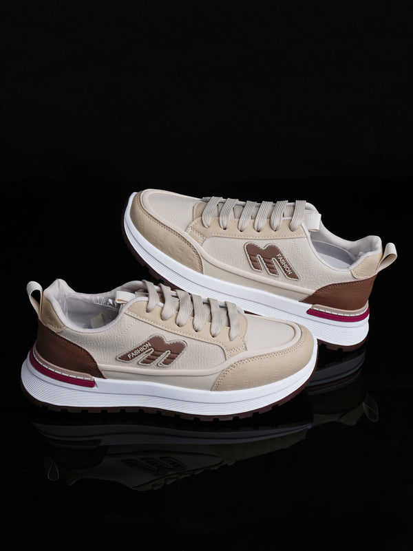 Men's Beige & Brown Lifestyle Sneaker - Aesthetic Comfort